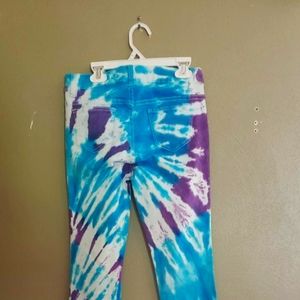 Ranch Dressin' Turquoise and purple tie die gradual bell/flare pants.